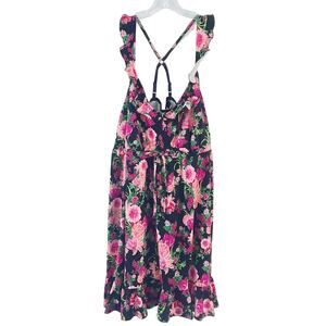 Sleep by Cacique Black/Pink Floral Print Ruffled Cotton Blend Dress Womens 18/20